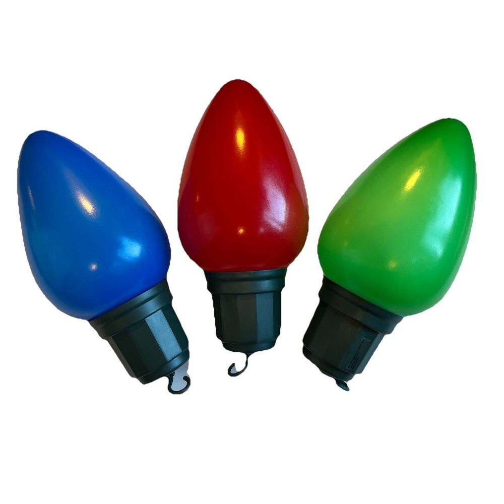 Large 13” Blow Mold Bulb Light LED Holiday Jumbo Christmas Ornaments Set Of 3